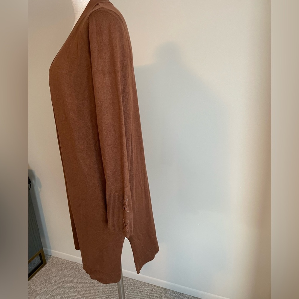JM Collection Chocolate Brown Knit Cardigan - Picture 4 of 6